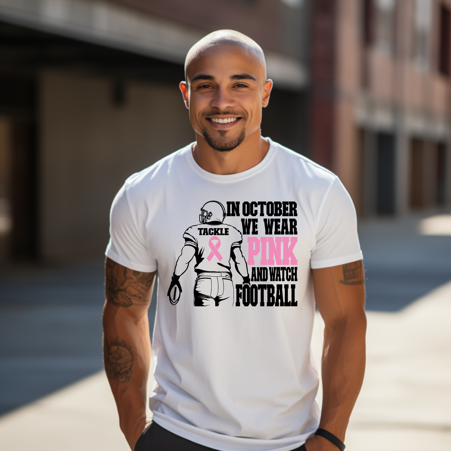 Kickoff with Heart: 'We Wear Pink in October' Football Tee