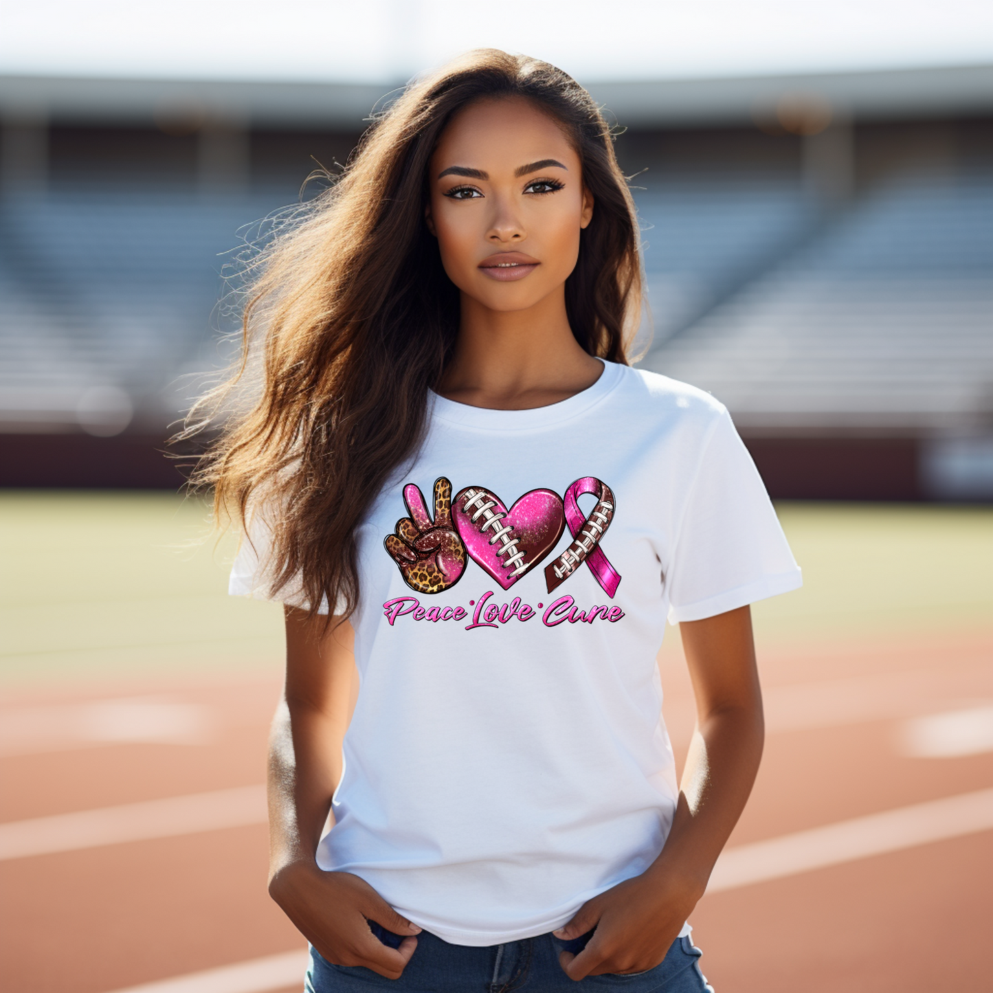 Score for Hope: 'Peace Love Cure' Cancer Football Tee